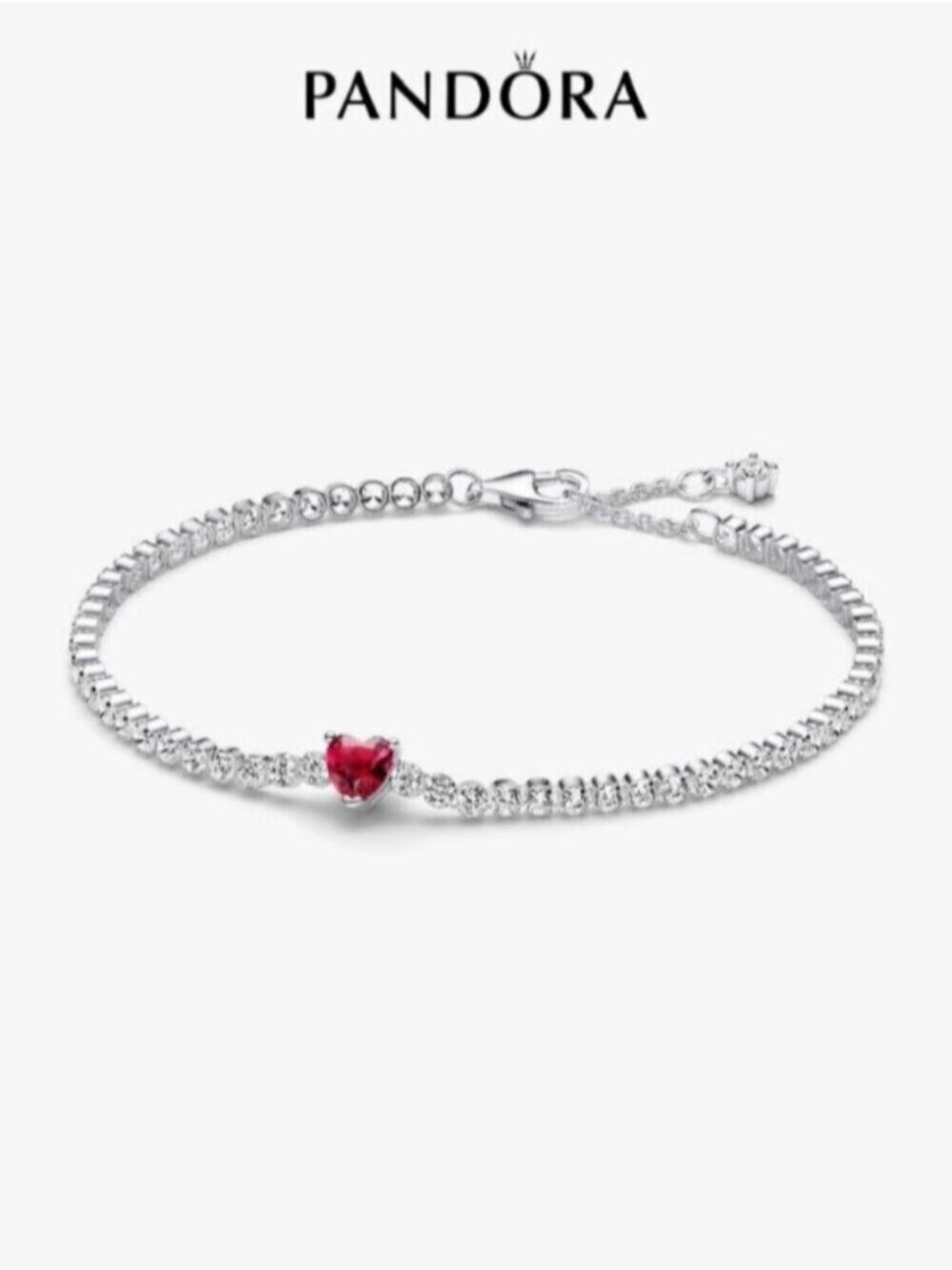 Pandora Red Sparkling Heart Tennis Bracelet